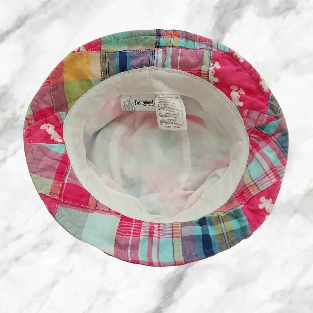 Disneyland Resort Junior One Size Mickey Mouse Pink Patchwork Fabric Bucket Hat